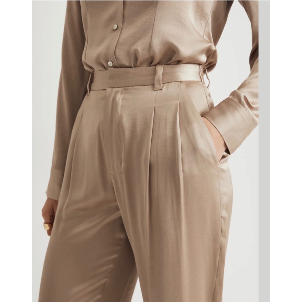 NWT** Madewell Turner Tapered Pant Satin Rose Gold Size 6 Pleated Matchstick - Picture 11 of 11